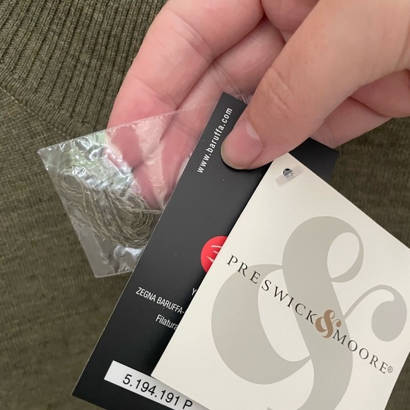 Preswick and Moore Olive Green 100% Merino Wool Sweater Size Medium NWT - Picture 4 of 6